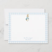 Carte De Remerciements Peter Rabbit avec bleu En vichy Frontière Garçon b (Devant)