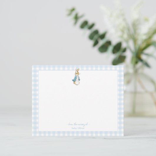 Carte De Remerciements Peter Rabbit avec bleu En vichy Frontière Garçon b (Debout devant)