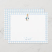 Carte De Remerciements Peter Rabbit avec bleu En vichy Frontière Garçon b (Devant / Derrière)