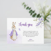 Carte De Remerciements Peter Rabbit Baby shower violet (Debout devant)