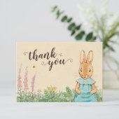 Carte De Remerciements Peter Rabbit | Remerciement pour Baby Shower Fille (Debout devant)