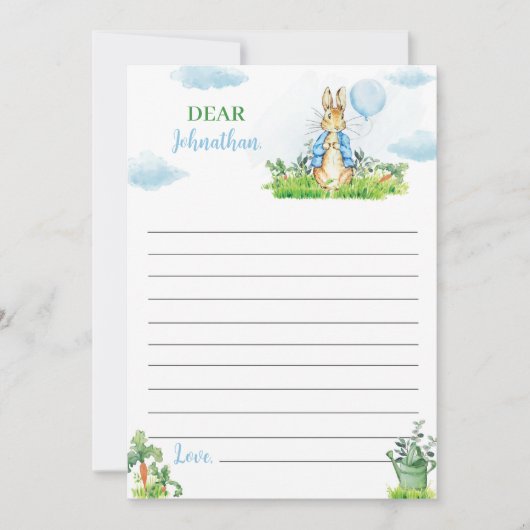 Carte De Remerciements Peter Rabbit Time Capsule Note Message Card (Devant)