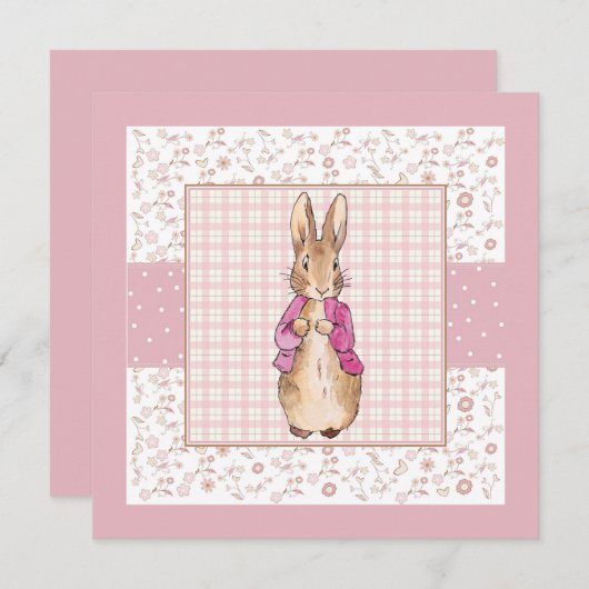 Carte De Remerciements Peter the Rabbit Check & Floral pattern (Devant / Derrière)