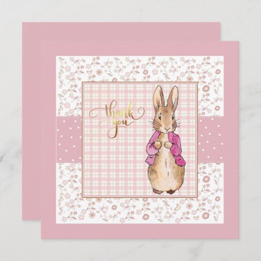 Carte De Remerciements Peter the Rabbit Check & Floral pattern (Devant / Derrière)
