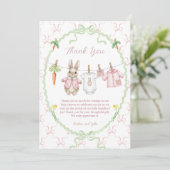 Carte De Remerciements Peter the Rabbit Girl Clothesline Baby Shower (Debout devant)
