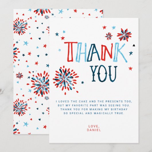 Carte De Remerciements Petit 4 juillet (Devant / Derrière)