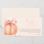 Carte De Remerciements Petit arc rose citrouille doux est sur le chemin e (Devant / Derrière)