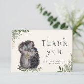 Carte de remerciements petit baby shower (Debout devant)