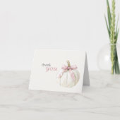Carte De Remerciements Petit Baby shower blanc Citrouille rose Bow (Devant)