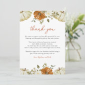 Carte De Remerciements Petit Baby shower Citrouille (Debout devant)