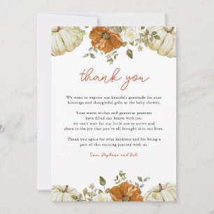 Carte De Remerciements Petit Baby shower Citrouille