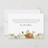 Carte De Remerciements Petit Baby shower Citrouille (Dos)