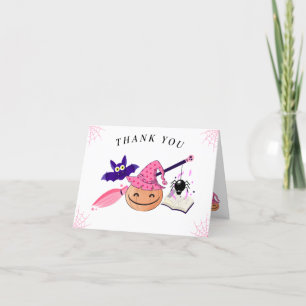 Carte De Remerciements Petit Baby shower Citrouille Rose Pour Fille