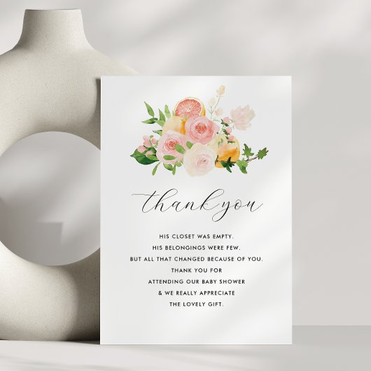 Carte De Remerciements petit baby shower d'agrumes