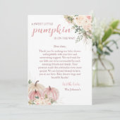 Carte De Remerciements Petit Baby shower d'automne doux Citrouille (Debout devant)