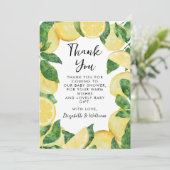 Carte De Remerciements Petit Baby shower de citron doux (Debout devant)