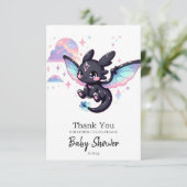 Carte De Remerciements Petit Baby shower de dragon doux (Debout devant)