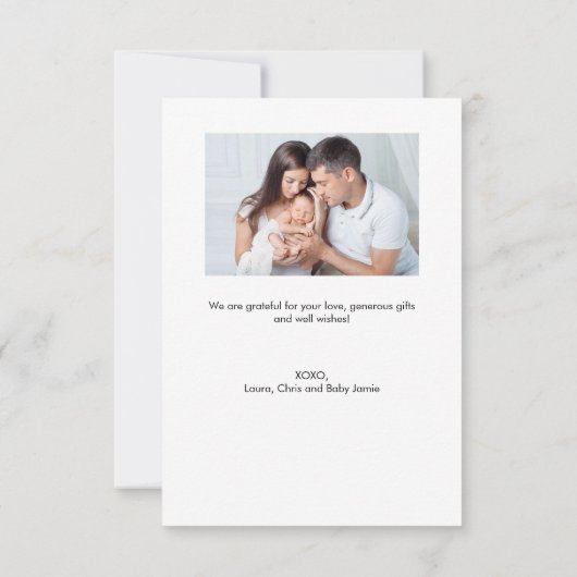 Carte De Remerciements Petit Baby shower de manutention moderne photo (Dos)