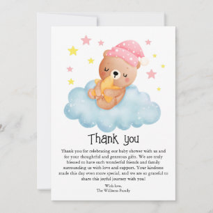 Carte De Remerciements Petit Baby shower d'ours rose