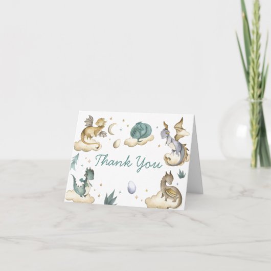 Carte De Remerciements Petit Baby shower Dragon (Devant)