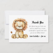 Carte De Remerciements Petit Baby shower Lion mignon (Devant)