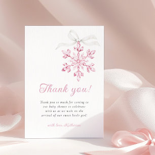 Carte De Remerciements Petit Baby shower minimal Fille de Feu de Neige