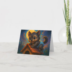 Carte De Remerciements Petit Bébé Werewolf sur Dog House Imaginaire Art
