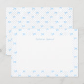 Carte De Remerciements Petit Blue Whimsical Bows Monogram Notecard (Devant / Derrière)