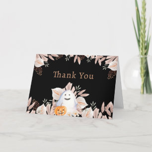Carte De Remerciements Petit Boo Boho noir élégant Baby shower fantôme