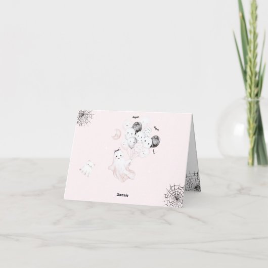 Carte De Remerciements Petit Boo Cute Ghost Halloween Baby Girl Douche (Dos)