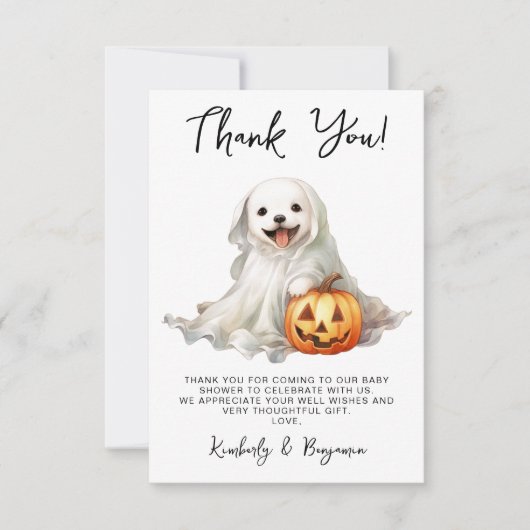 Carte De Remerciements Petit Boo Cute Halloween Simple Baby shower (Devant)