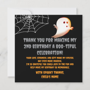 Carte De Remerciements Petit Boo Halloween 2e anniversaire Fête d'octobre
