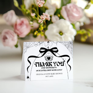 Carte De Remerciements Petit Boo minimal Baby shower gothique d'Halloween