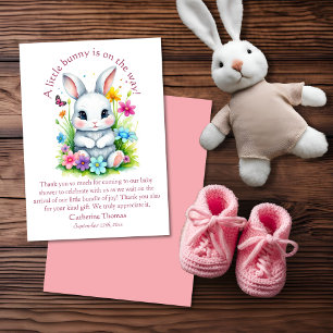 Carte De Remerciements Petit Bunny Jardin Fleur sauvage Baby shower de Pâ