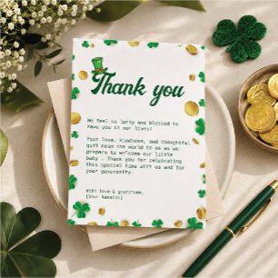 Carte De Remerciements Petit Chanceux – Baby Shower de la Saint-Patrick 