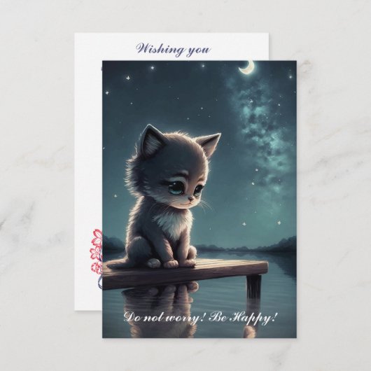 Carte De Remerciements Petit chat triste (Devant / Derrière)