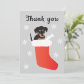 Carte De Remerciements Petit Chien Dans Un Snowflakes En Attraction (Debout devant)