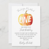 Carte De Remerciements Petit Citrouille 1er anniversaire (Devant)