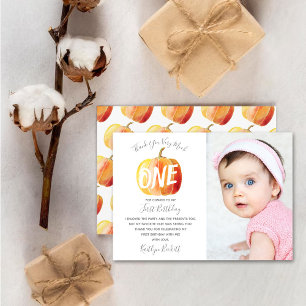 Carte De Remerciements Petit Citrouille 1er anniversaire Photo