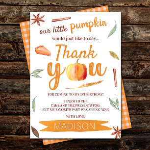 Carte De Remerciements Petit Citrouille Automne 1er Anniversaire