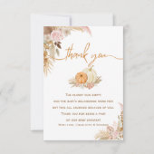 Carte De Remerciements Petit Citrouille Automne Boho automne Baby shower  (Devant)