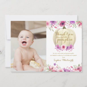 Carte De Remerciements Petit Citrouille Floral 1er Anniversaire Photo