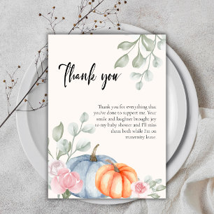 Carte De Remerciements Petit Citrouille floral Halloween Baby shower d'au
