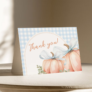 Carte De Remerciements Petit Citrouille Gingham Bleu