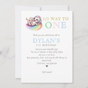 Carte De Remerciements Petit Dragon à mi-chemin d'un bleu 6 mois Annivers