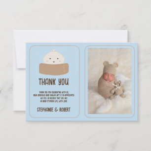 Carte De Remerciements Petit Dumpling Sur Le Chemin Baby shower Bleu Phot
