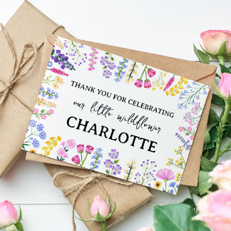 Carte De Remerciements Petit Fleur sauvage Joli Printemps Floral Annivers