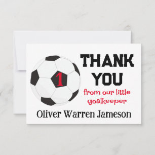 Carte De Remerciements Petit gardien de but Football bébé garçon 1er anni