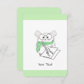 Carte De Remerciements Petit Hamster Vert (Devant / Derrière)