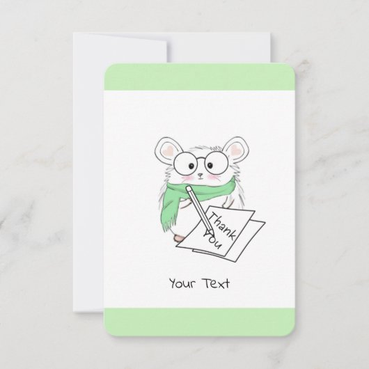 Carte De Remerciements Petit Hamster Vert (Devant)